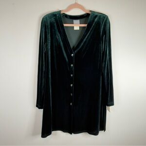 Vintage 90s Rabbit Rabbit Designs Dark Green Velvet - 12M NWT